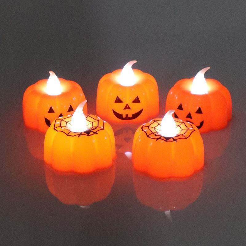 CR2032 Mini Plastic Orange halloween decoration pumpkin tea light for home party holiday decor