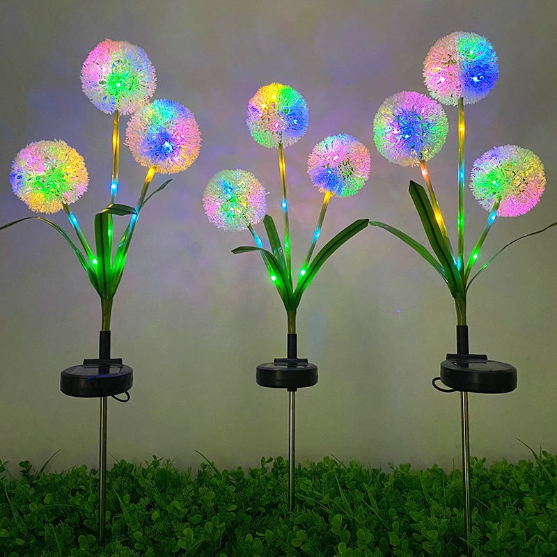 Outdoor Waterproof Garden Art Deco Dandelion Flower Bulb Garden Lights Led Street Lawn Post Fairy Light Strings