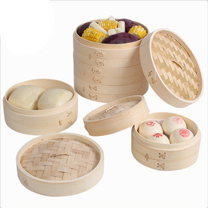 Chinese Cheap Multi-function Dumplings Fish Rice Steamer Steam Pot Bamboo Steamer Basket With Lid