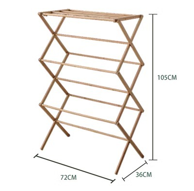 Wholesale Eco-friendly 3 Tier Wooden Laundry Drying Rack Foldable Space Saving Vertical Bamboo Clothes Rack