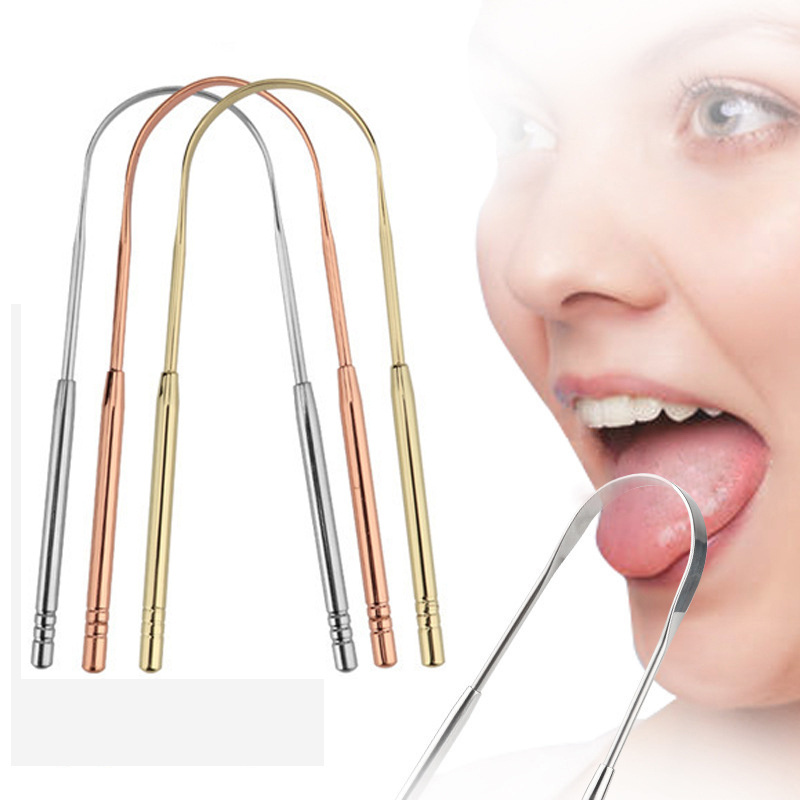 Wholesale Custom Logo Stainless Steel Tongue Cleaners Copper U Shape Tongue Scraper Oral Cleaner for Adults