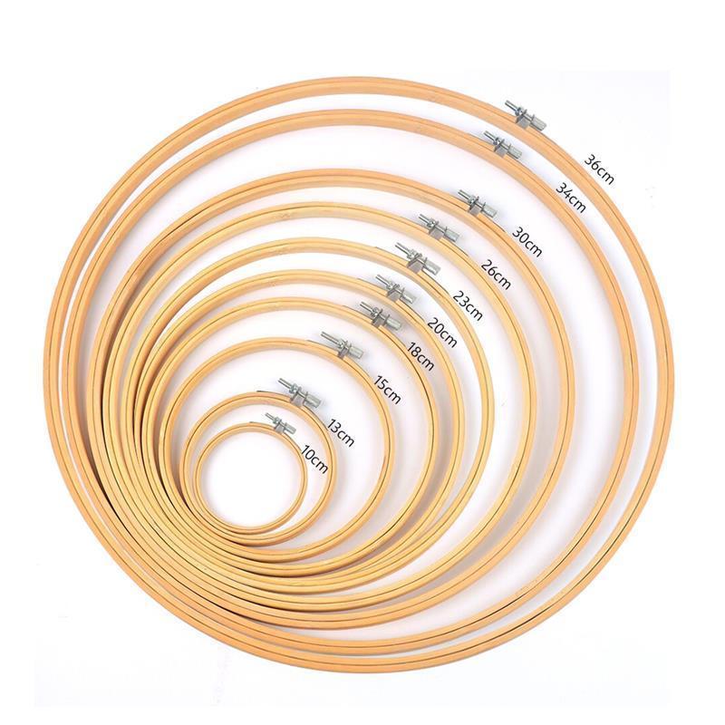 High Quality Adjustable Premium Natural Bamboo Frame Embroidery Hoops for Cross Stitch Crafts Hand Sewing