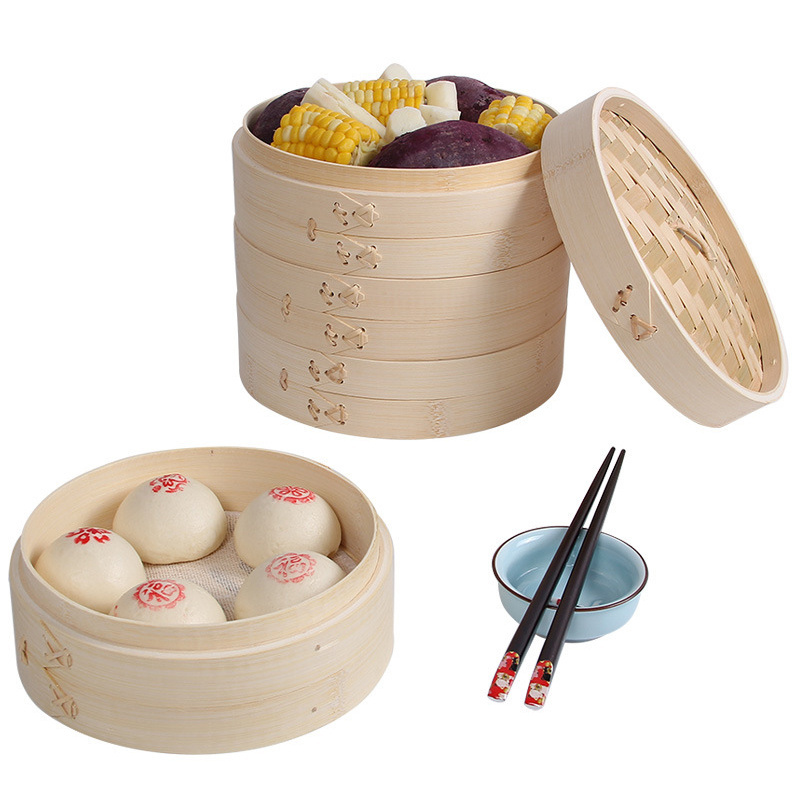 Chinese Cheap Multi-function Dumplings Fish Rice Steamer Steam Pot Bamboo Steamer Basket With Lid