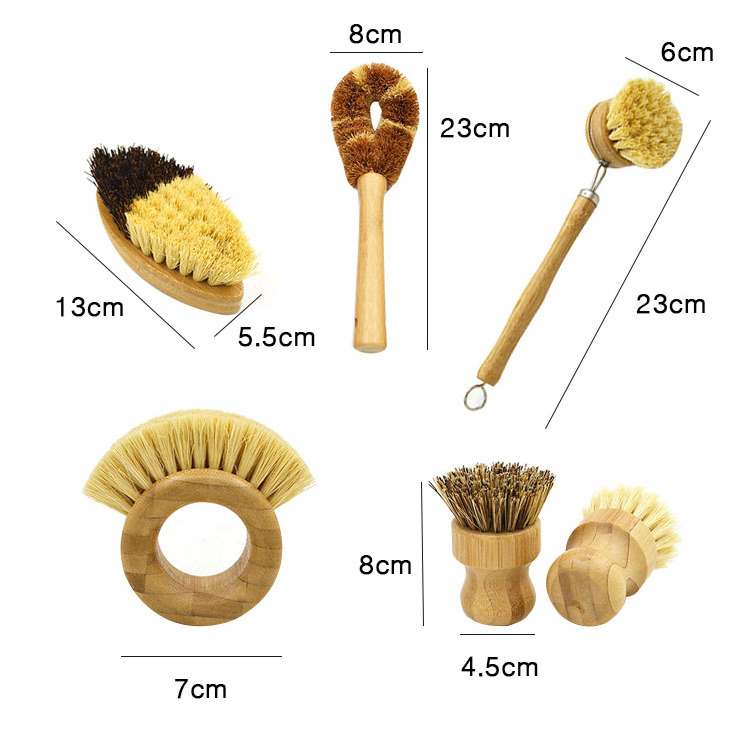 New Bamboo Products 100% Zero Plastic Eco Friendly Kitchen Dish Washing Brush Cleaning Brush Round