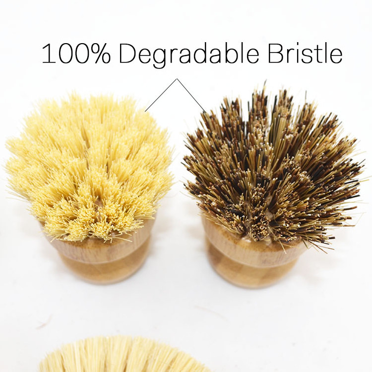 New Bamboo Products 100% Zero Plastic Eco Friendly Kitchen Dish Washing Brush Cleaning Brush Round