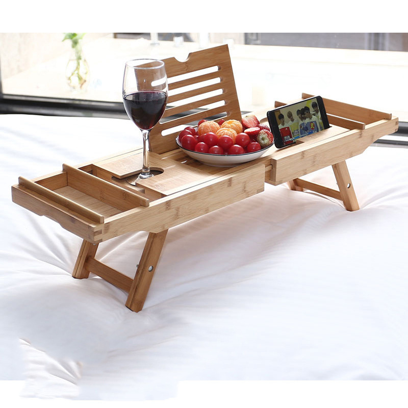 Extendable Bamboo Bathtub Tray Spa Bathtub Caddy Organizer Rack Book Wine Tablet Holder Nonslip Bottom Bath Tub Tray Shelf