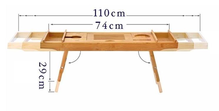 Extendable Bamboo Bathtub Tray Spa Bathtub Caddy Organizer Rack Book Wine Tablet Holder Nonslip Bottom Bath Tub Tray Shelf