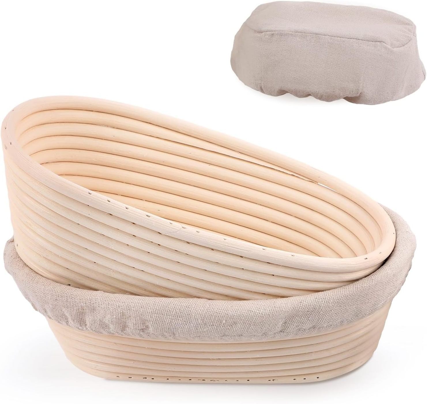 Natural Rattan Benneton 9/10 inch Round Oval Banneton Bread Proofing Basket Kit with Accessories Fermentation Baskets