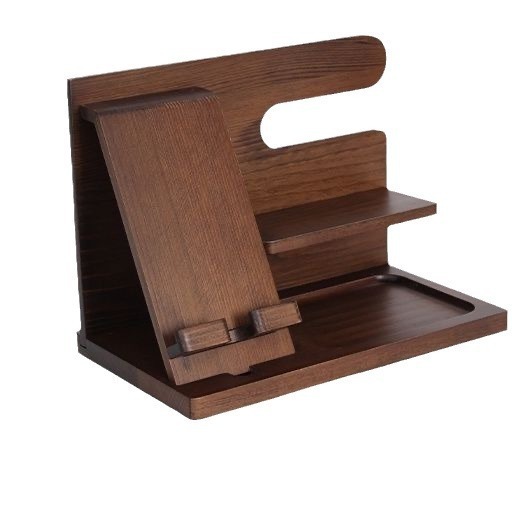 In Stock Multifunctional Wooden Desk Organizer with Docking Stand Wood Phone Docking Station Key Holder Stand Watch Organizer