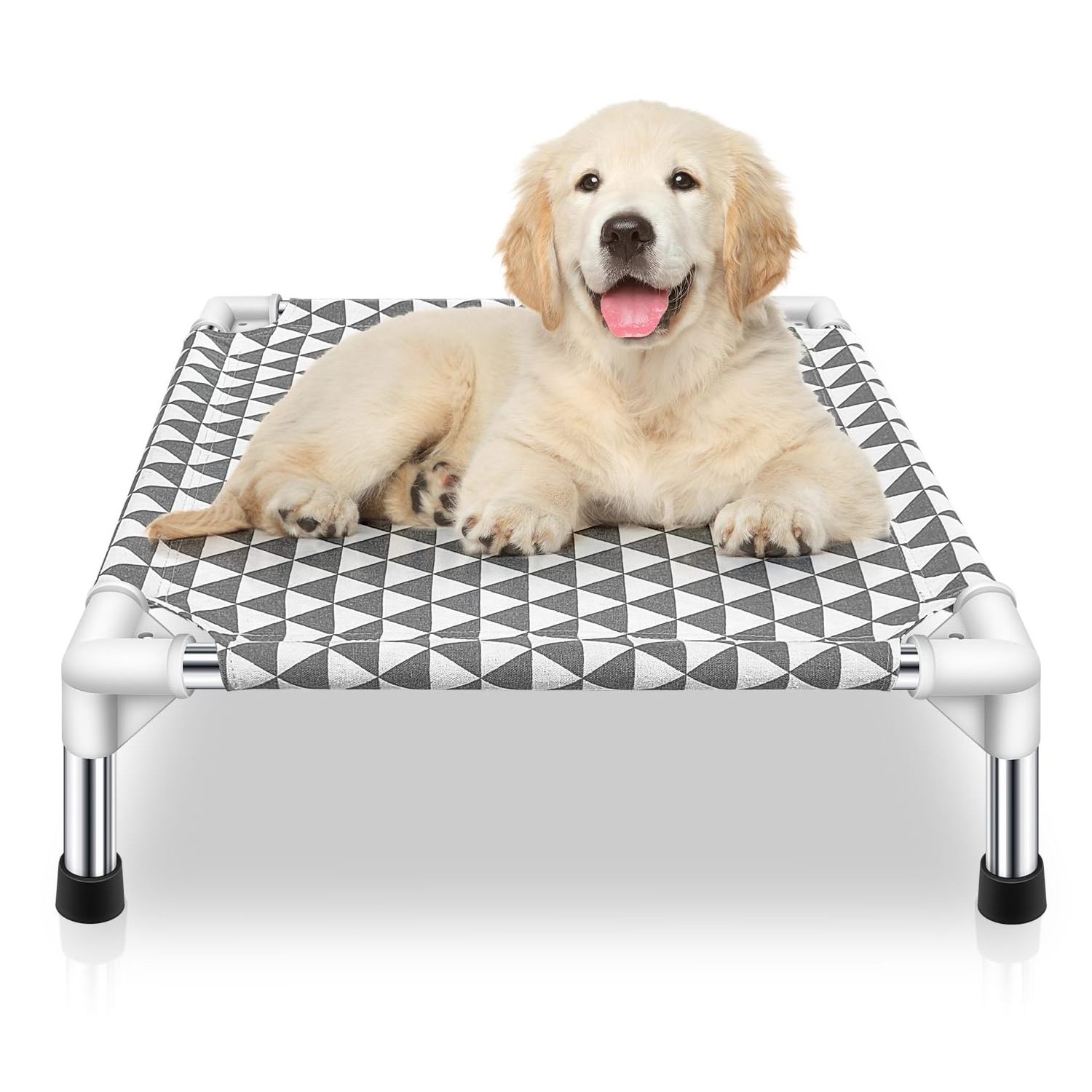 Large movable and washable elevated pet bed Portable non-slip breathable mesh cloth black and white checkered dog bed