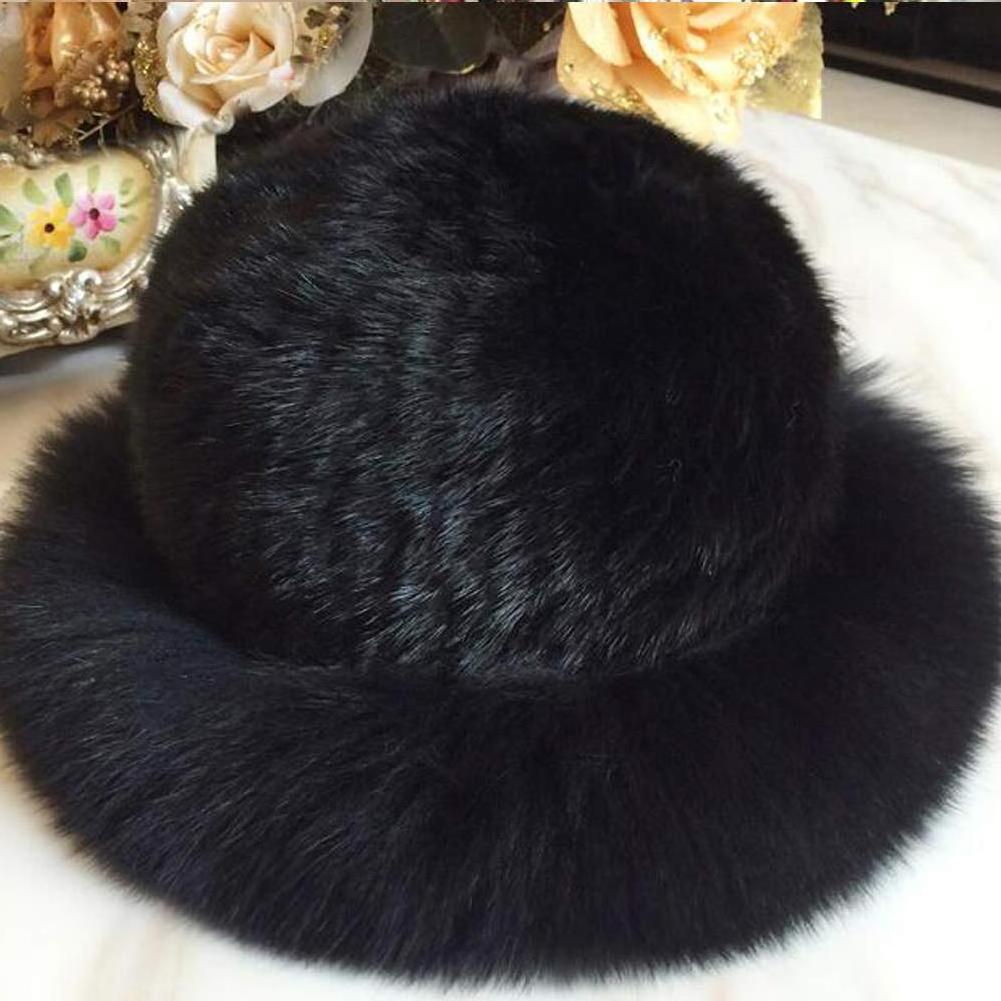 Hot Sale Hat Trendy Fashion Winter Fox Fur Mink Fisherman Suede winter Plush Hats Warm fur Bucket Hat for women