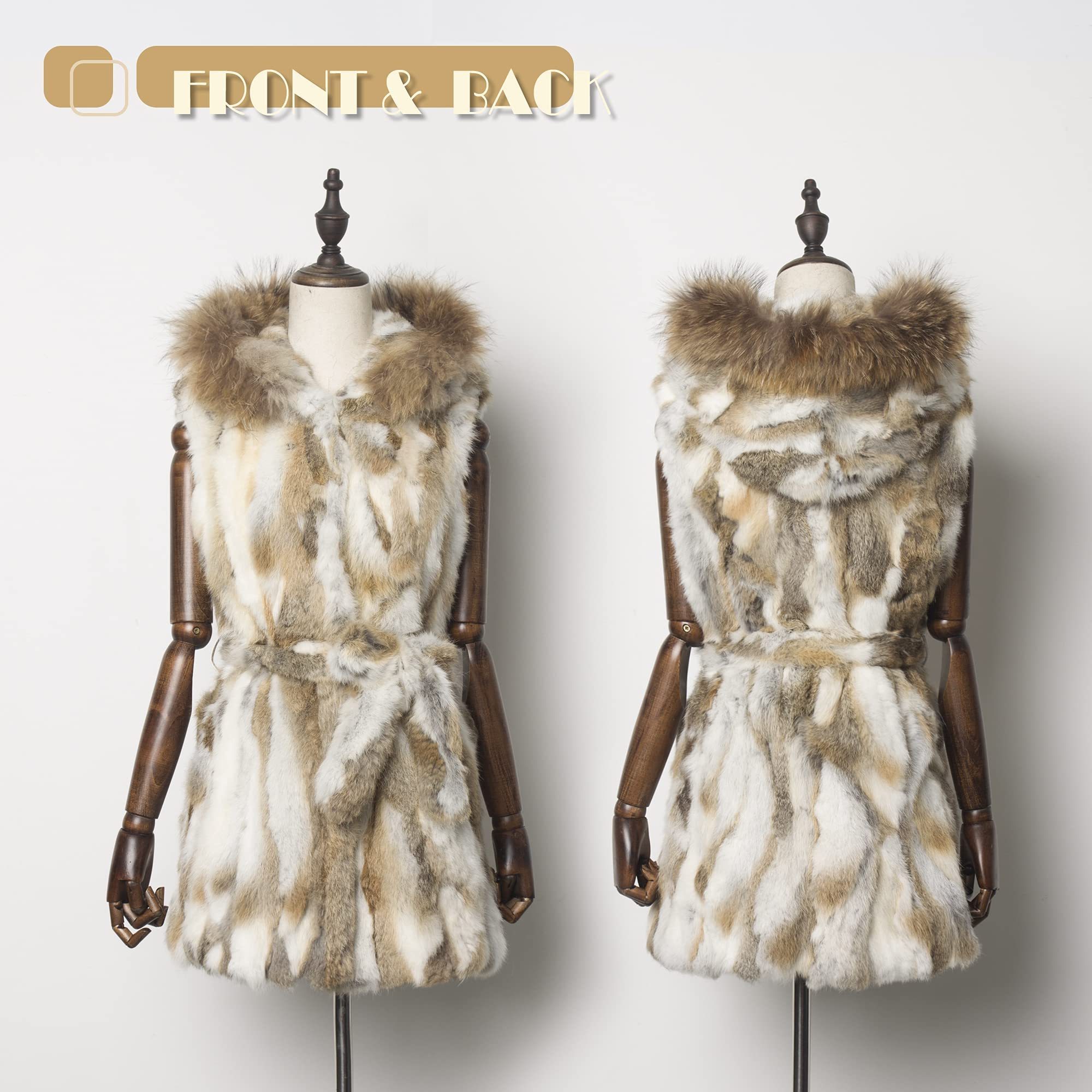 Custom real mink fur coat Women's Rabbit Coat with Raccoon fox fur coat women real Trim Hood Winter faux fur vest