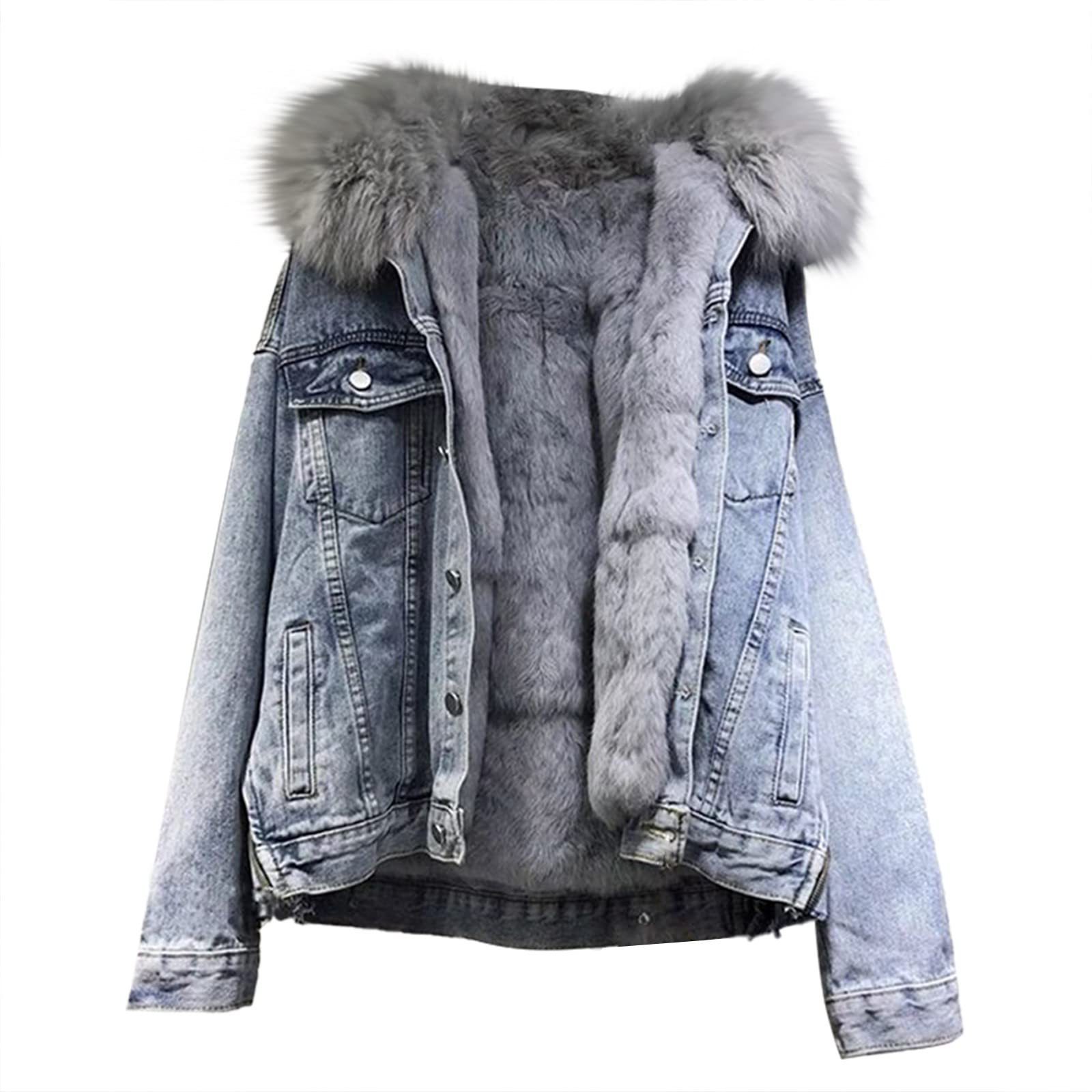 custom autumn winter hot sell fashion fur jean jacket men denim coat faux fur lining vintage casual jacket