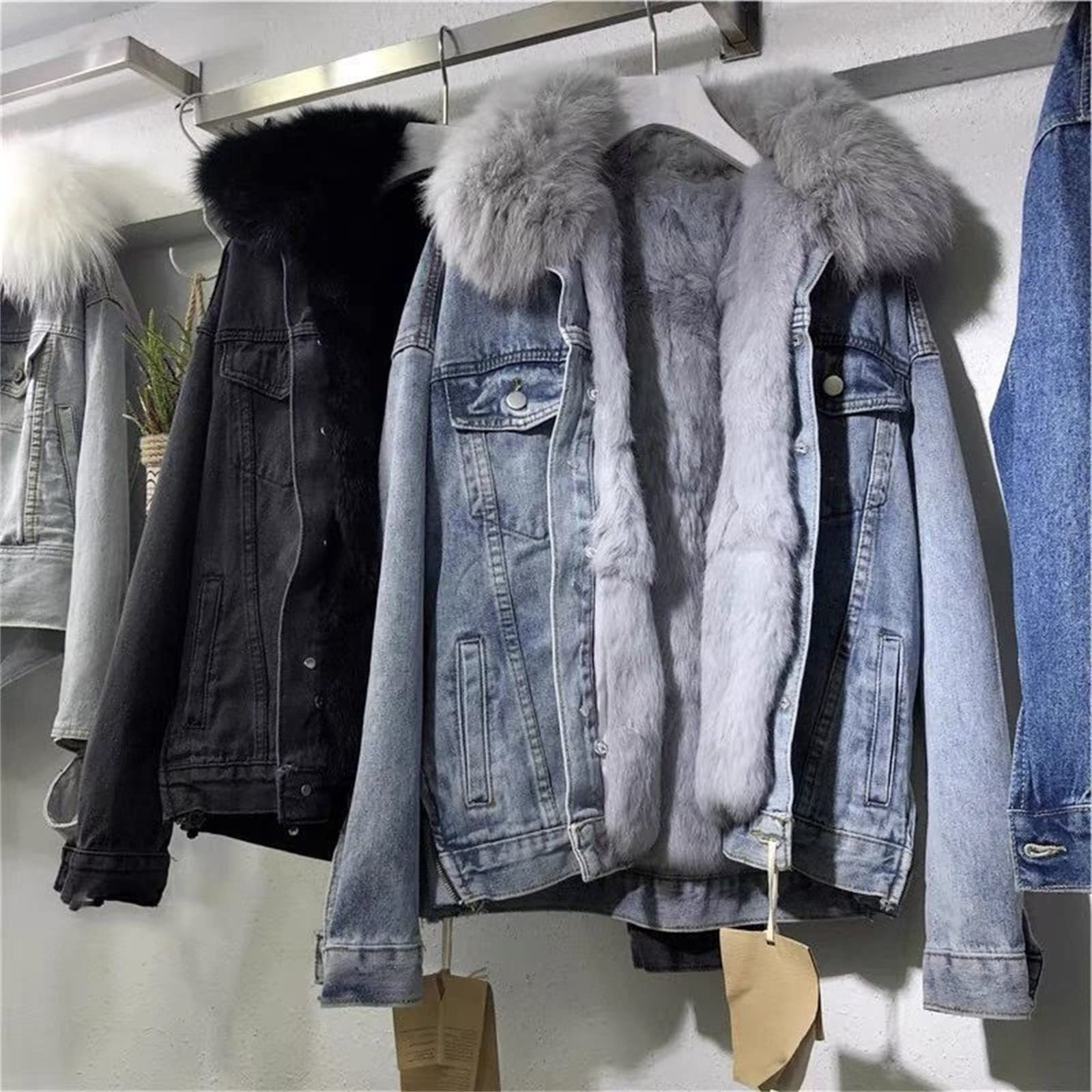 custom autumn winter hot sell fashion fur jean jacket men denim coat faux fur lining vintage casual jacket