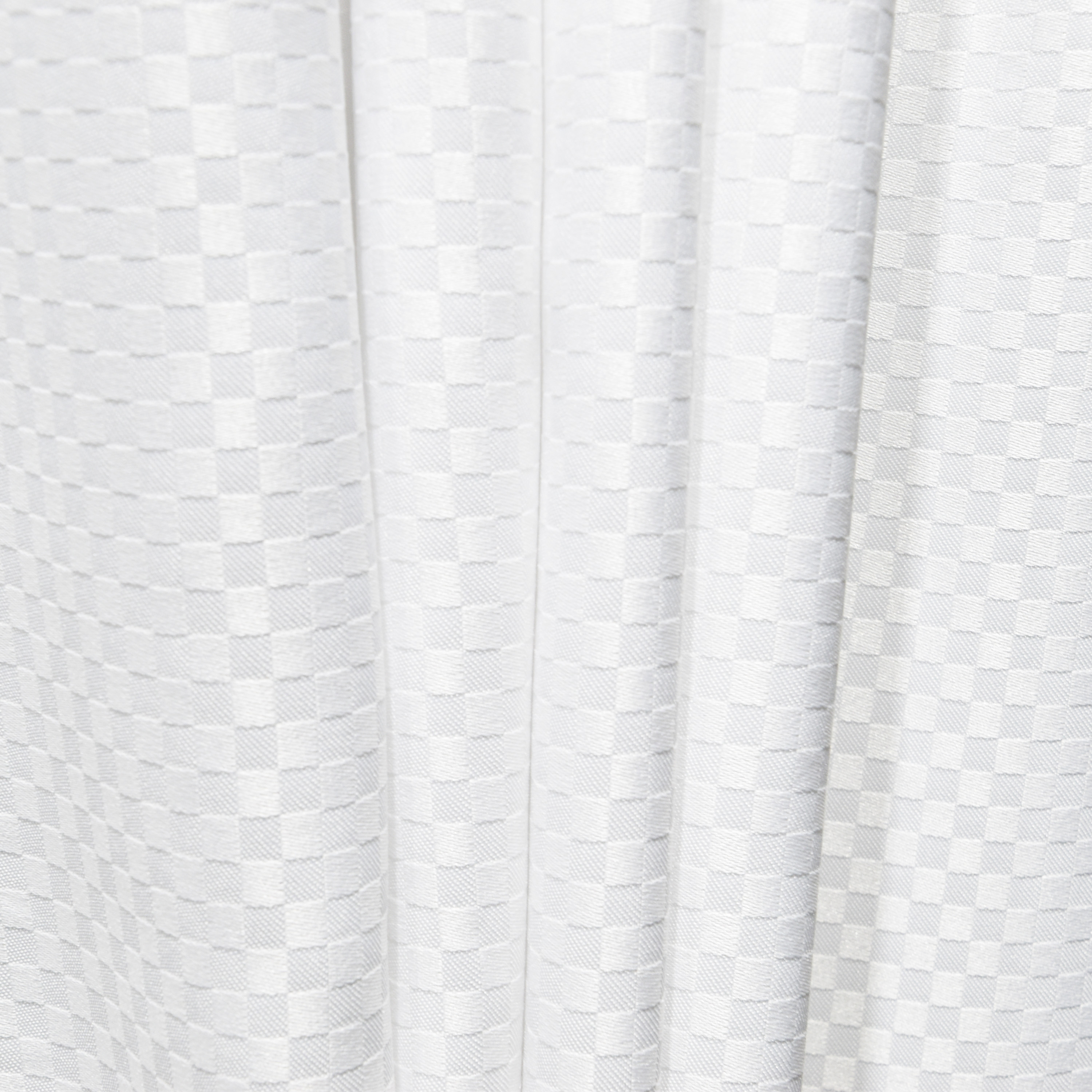 Dobby Waffle Weave Pure White Elegant Hotel Shower Curtain With Metal Hook