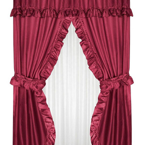 Elegant Jacquard Weave Double Waterproof Double Swag Valance Shower Curtain With Peva Liner