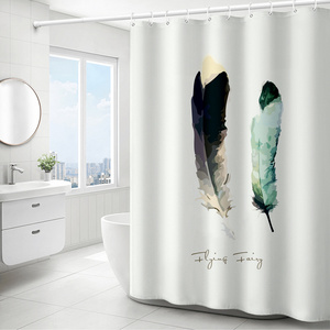 Ready Made Animal Design Custom Printed Elephant Hedgehog Shower Curtain For Wholesale