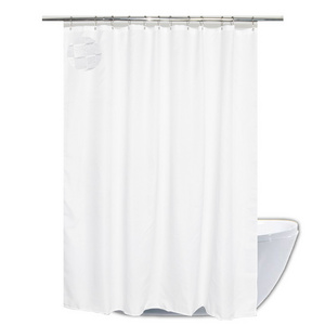 Dobby Waffle Weave Pure White Elegant Hotel Shower Curtain With Metal Hook