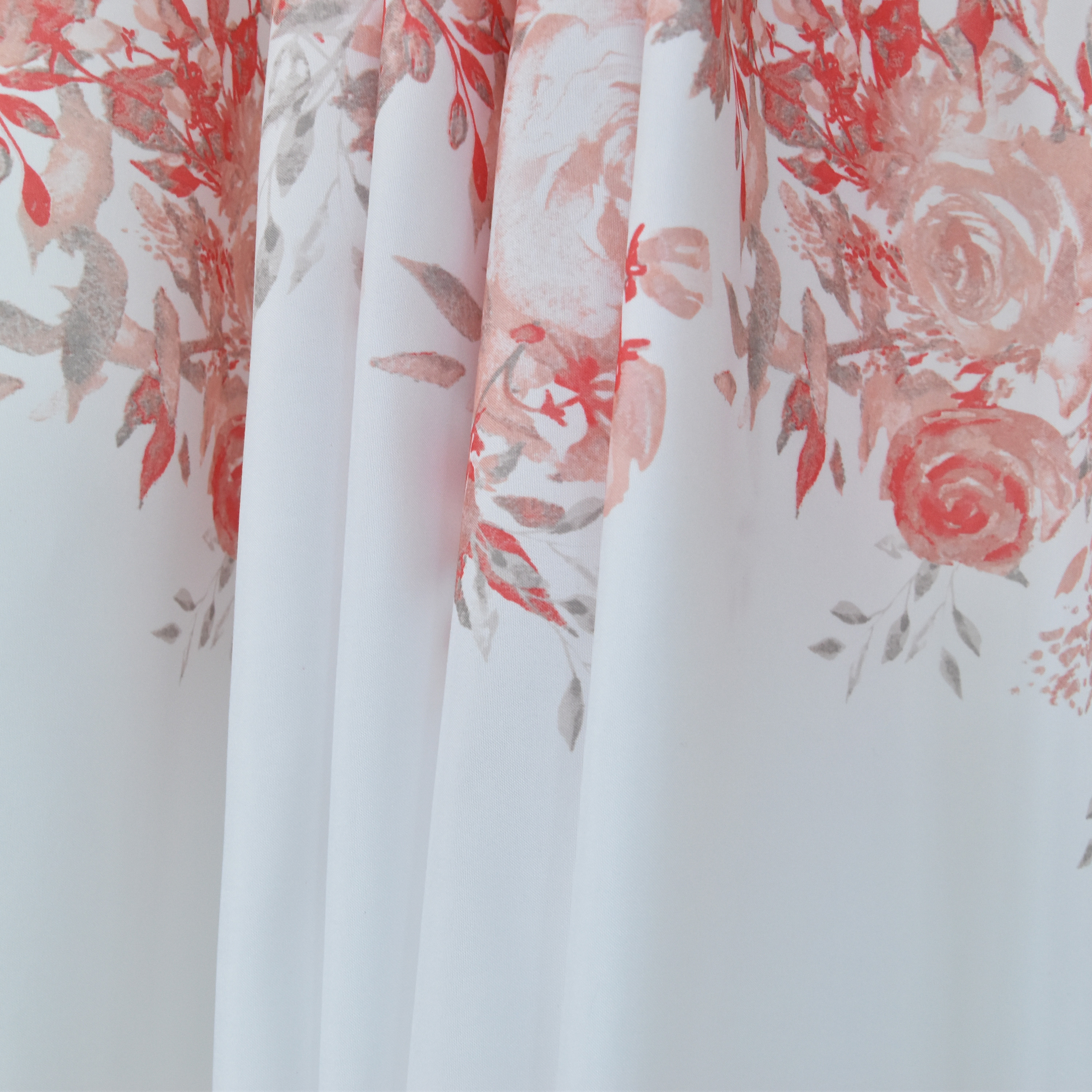 European Retro Style Elegant Orange Pink Floral Bathroom Shower Curtain