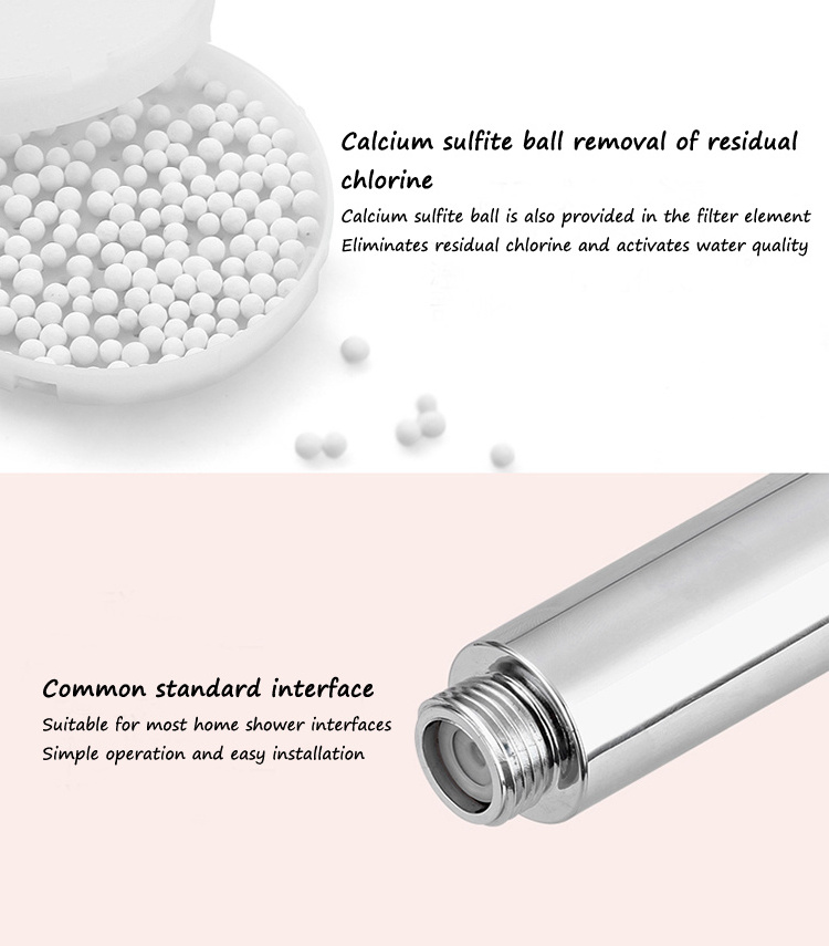 Rainshower water saving chrome plated filtered shower head remove chlorine with two filter cabins