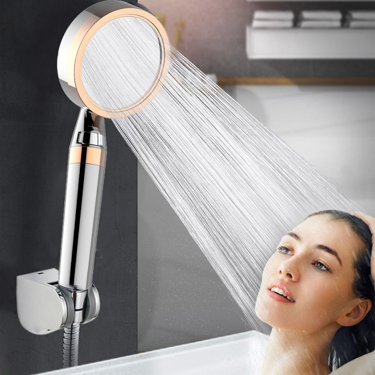 Rainshower water saving chrome plated filtered shower head remove chlorine with two filter cabins