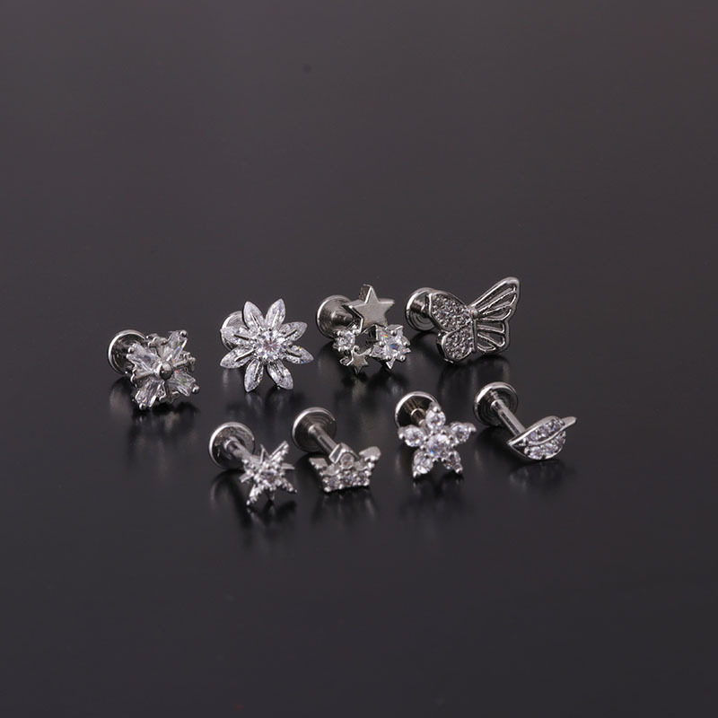 Stainless Steel Butterfly Earring for Women 2022 Trend Ear Cuff 1.2mm Piercing Flower Earrings Fashion Jewelry