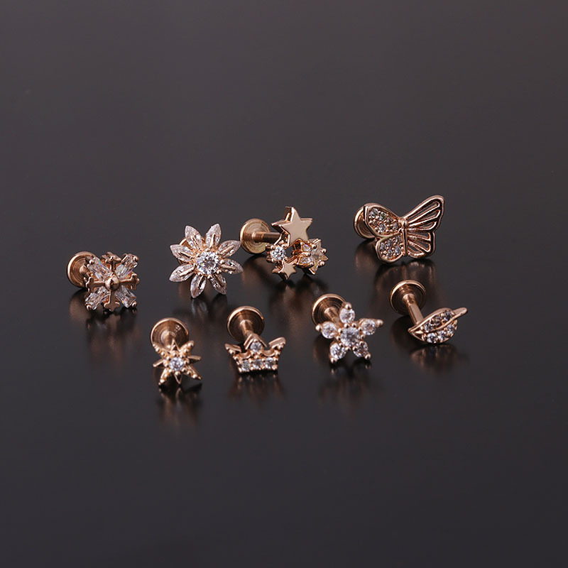 Stainless Steel Butterfly Earring for Women 2022 Trend Ear Cuff 1.2mm Piercing Flower Earrings Fashion Jewelry