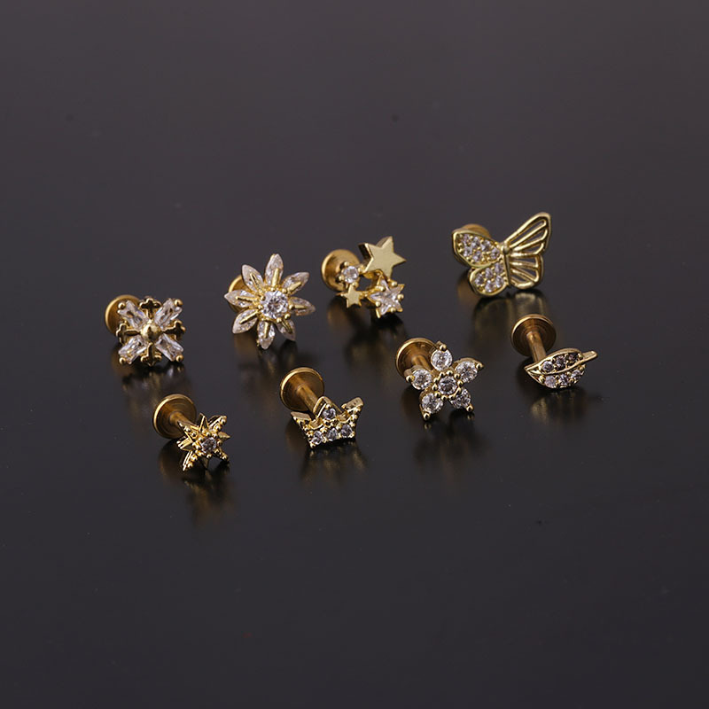 Stainless Steel Butterfly Earring for Women 2022 Trend Ear Cuff 1.2mm Piercing Flower Earrings Fashion Jewelry