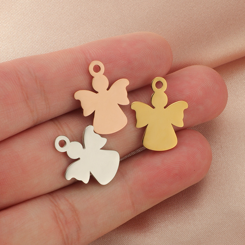 Handmade Supplies Stainless Steel Charms Angel Angel Girl Pendants Fashion Necklace Jewelry Making Findings DIY Accessory