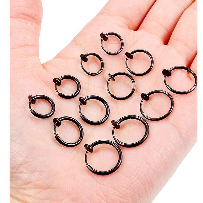 Retractable Clip On Earrings Non Piercing Fake Ear Ring Hoop for Women Men Without Ear Holes Cartilage Clip Cuff