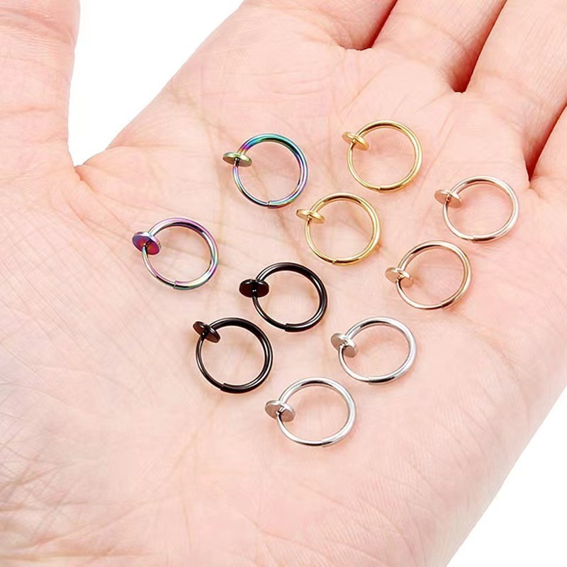 Retractable Clip On Earrings Non Piercing Fake Ear Ring Hoop for Women Men Without Ear Holes Cartilage Clip Cuff