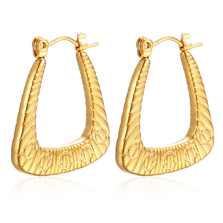 Fashion Jewelry Wheat Pattern Hollow Stainless Steel Hoop Earrings for Women Creative Round  Earrings Wedding Accessories