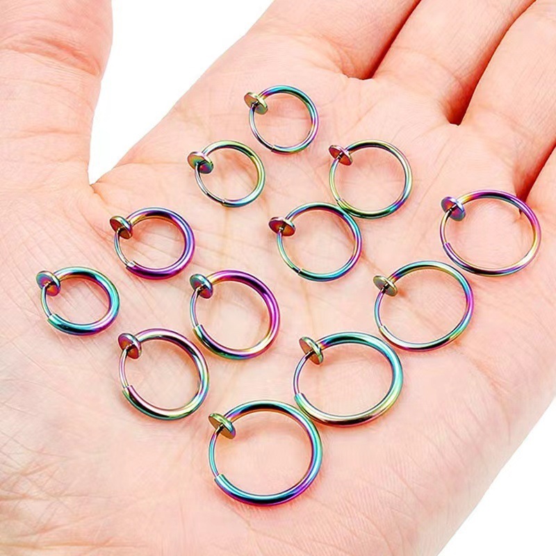 Retractable Clip On Earrings Non Piercing Fake Ear Ring Hoop for Women Men Without Ear Holes Cartilage Clip Cuff