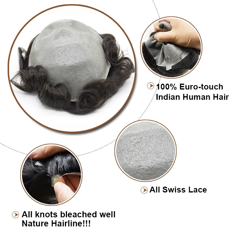 Wholesale Products China Bleached Knots 100% Human Hair Toupee Full Swiss Lace NG Hair Men Toupee