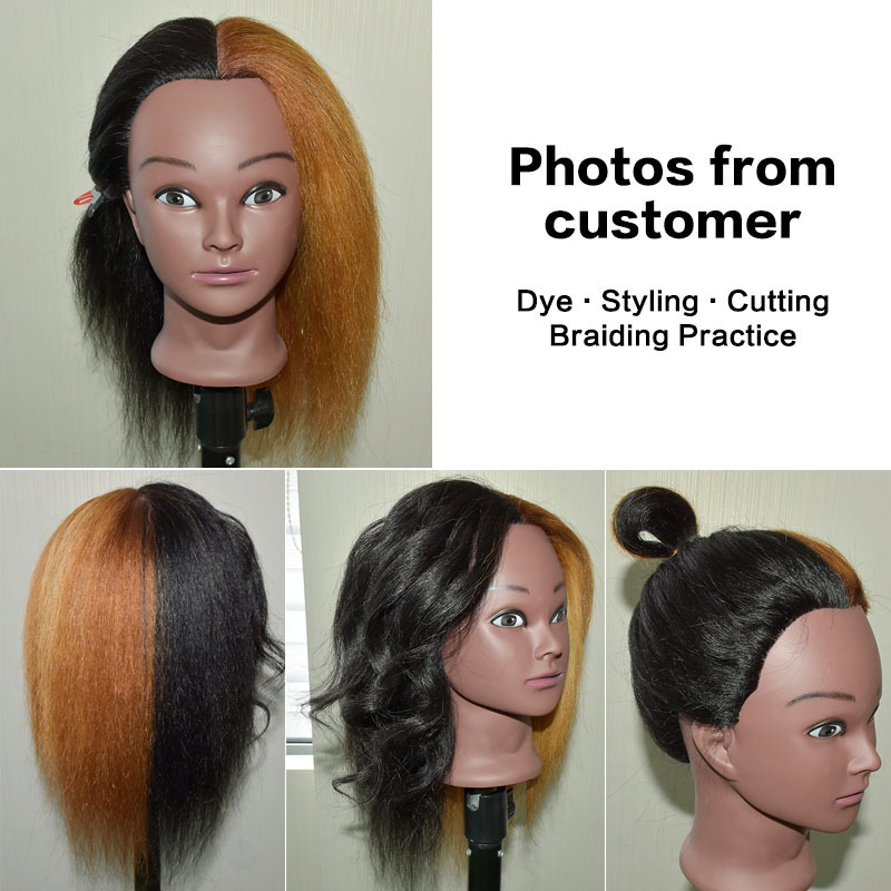 Cheap Cosmetology 100% Human hair African American Salon Practice Hairdresser braiding afro Training Mannequin dummy doll Head