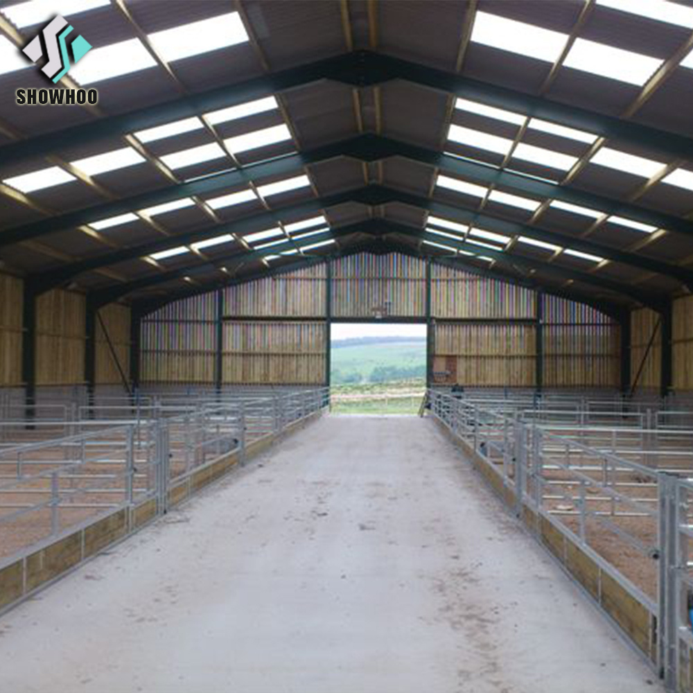 Low cost prefabricated steel structure building goat farm design