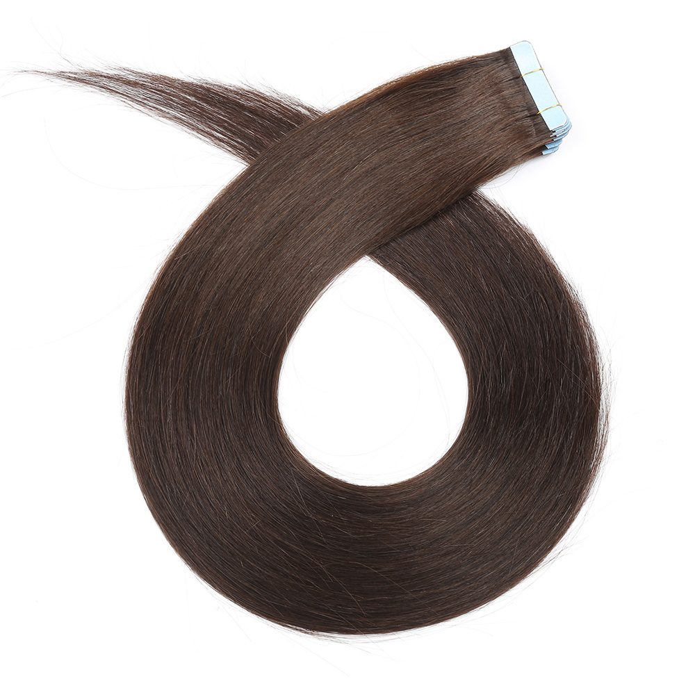 Seamless hair extension, light brown tape in remy human hair extensions invisible tape hair waterproof double sided pu skin weft