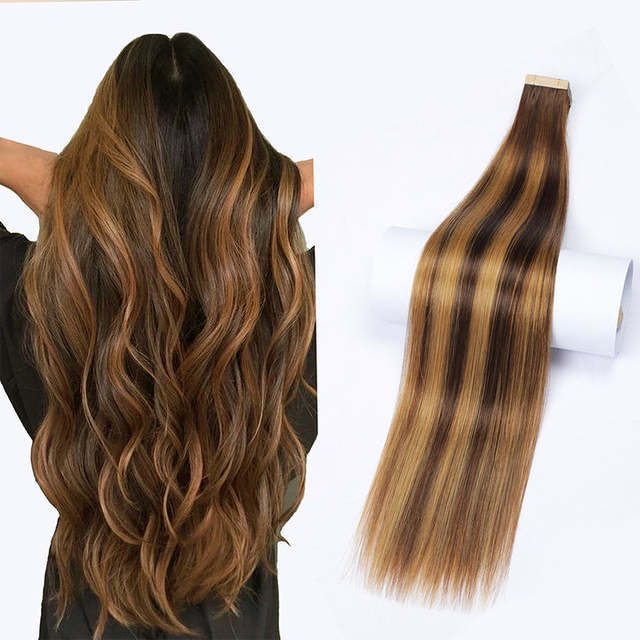 Salon Quality Russian Virgin Double Drawn Thick End Invisible Tape in Hair Extension 100 Human Hair