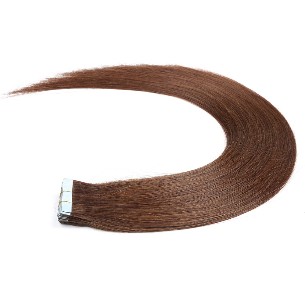 Seamless hair extension, light brown tape in remy human hair extensions invisible tape hair waterproof double sided pu skin weft