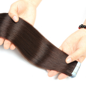 Seamless hair extension, light brown tape in remy human hair extensions invisible tape hair waterproof double sided pu skin weft