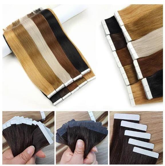 Invisible tape in hair extensions double drawn Blonde European Russian Human Hair 100% Human Remy Tape in PU Skin Weft Tape Hair