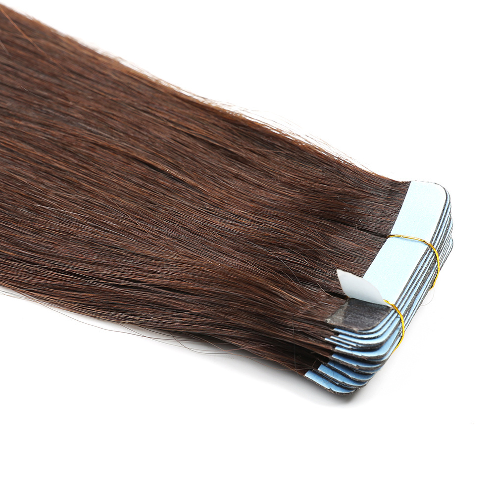 Seamless hair extension, light brown tape in remy human hair extensions invisible tape hair waterproof double sided pu skin weft