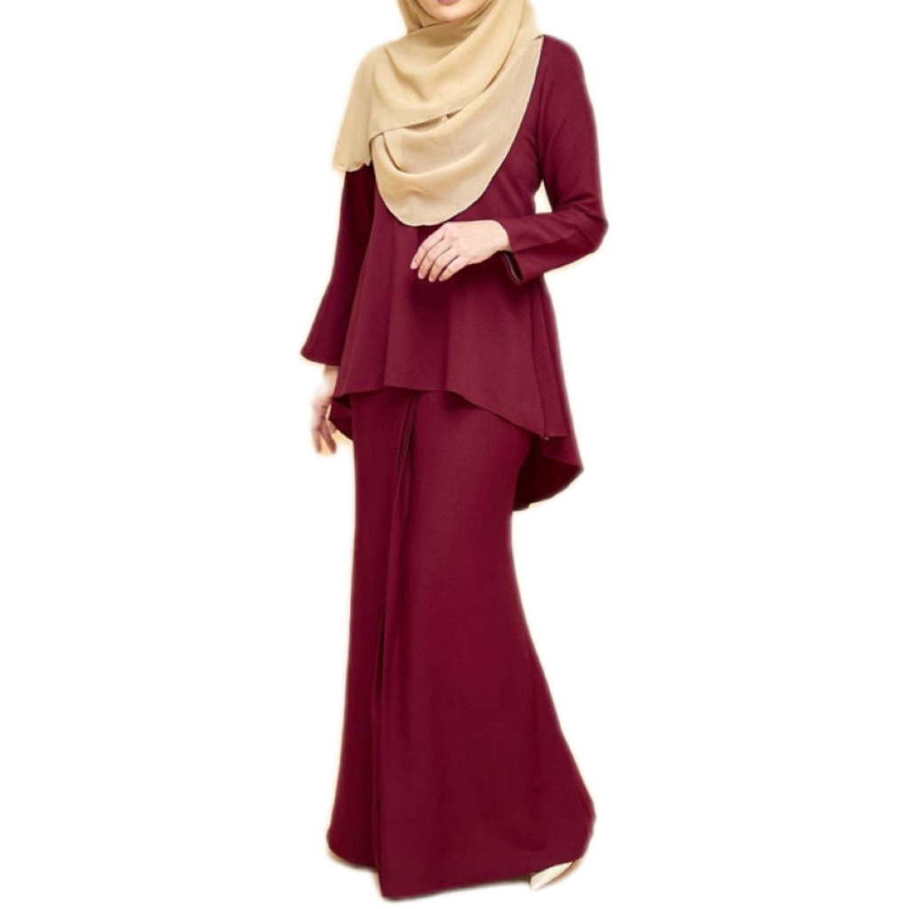 Abayas for Women Muslim Long Sleeve Loose Top Dress 2 Pcs Dubai Islamic Muslim Clothes