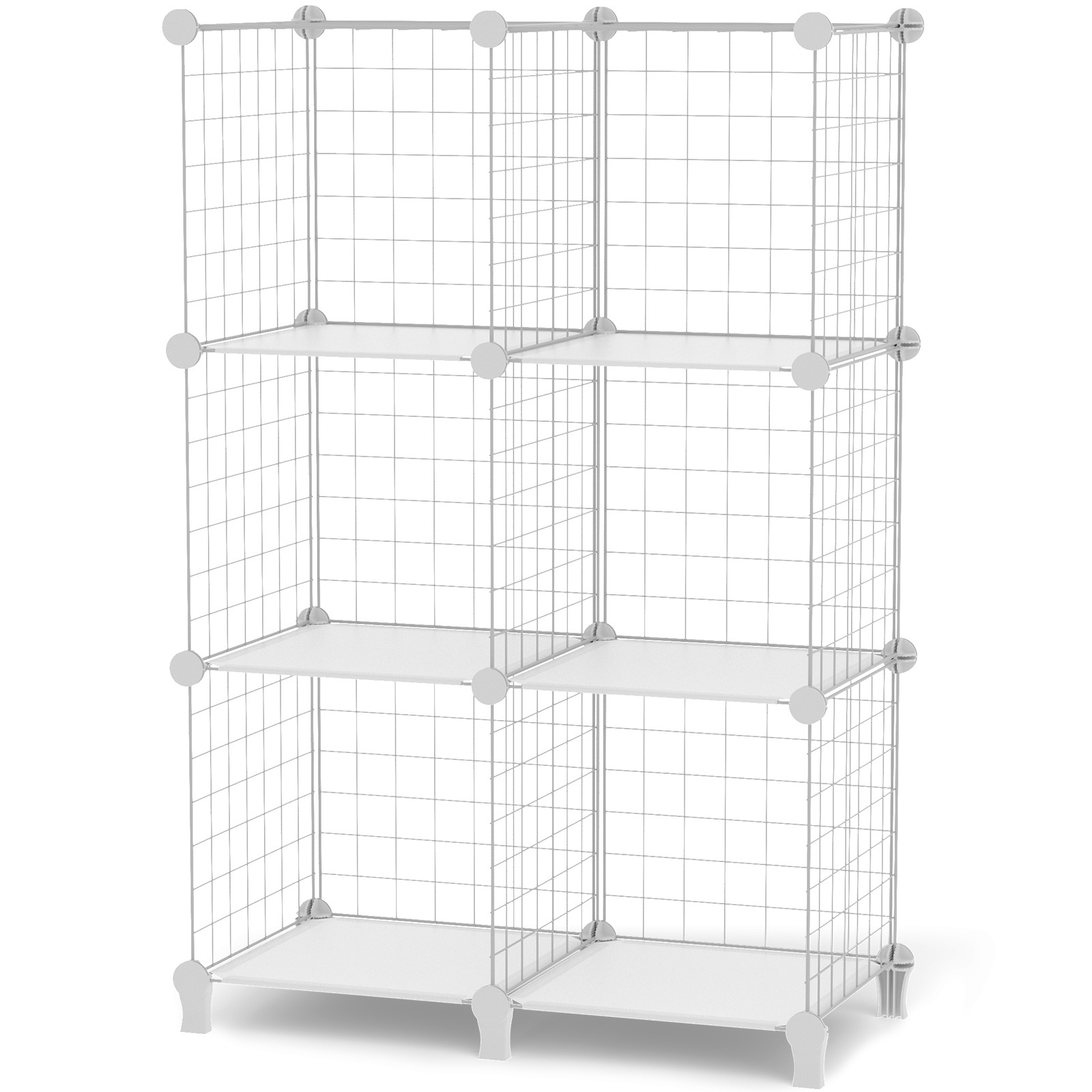 White Metal Wire Cube  Bookshelf Storage Rack Shelf DIY