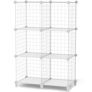 White Metal Wire Cube  Bookshelf Storage Rack Shelf DIY