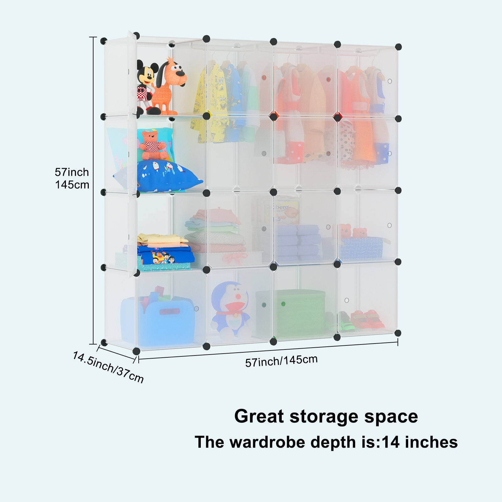 Children's plastic wardrobe Diy baby closet locker Children's cabinet cartoon design wardrobe  removable For Home