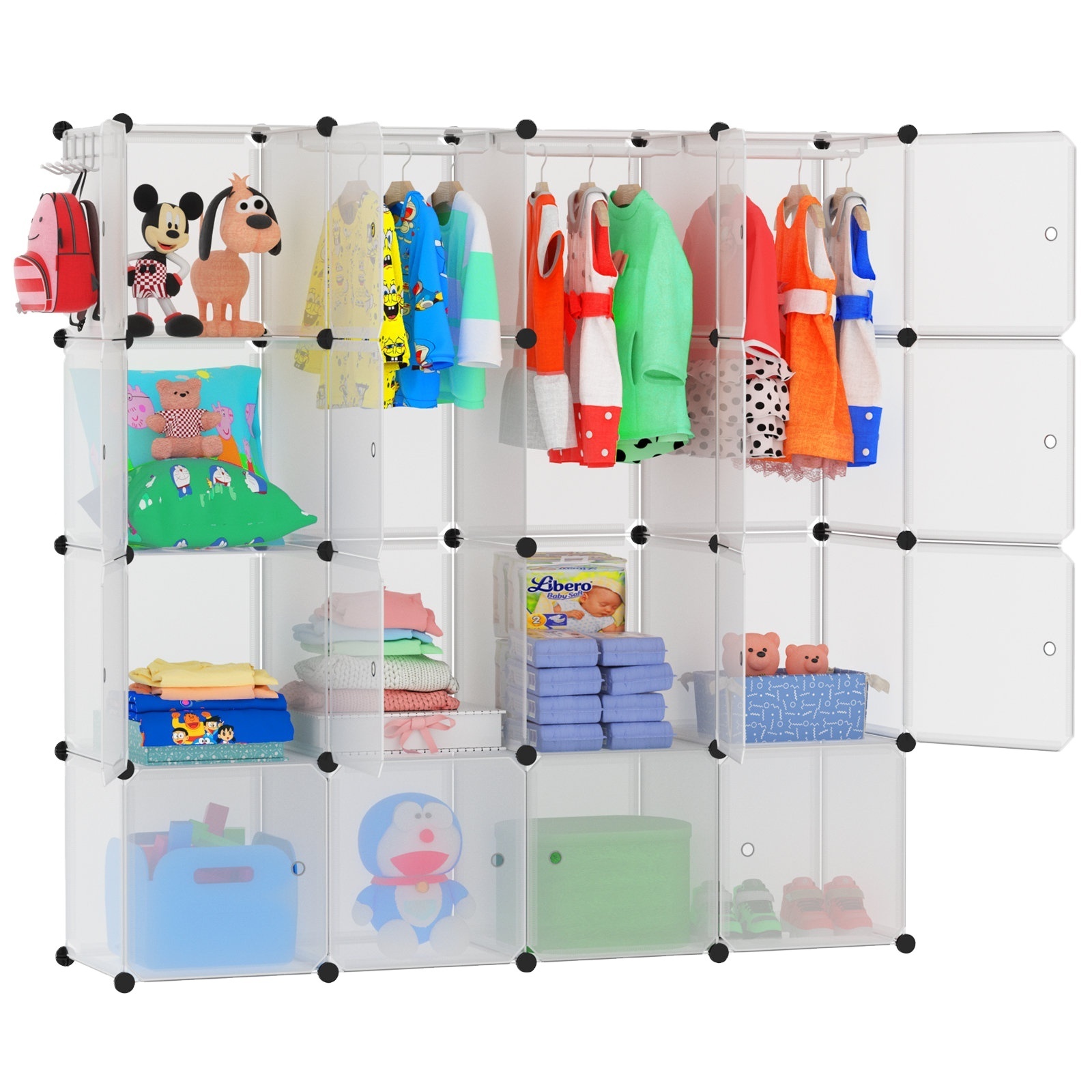 Children's plastic wardrobe Diy baby closet locker Children's cabinet cartoon design wardrobe  removable For Home