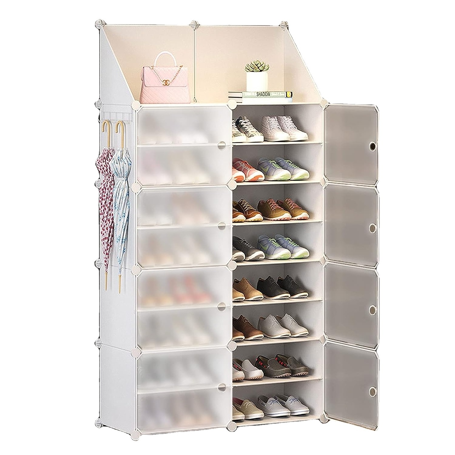 Plastic foldable Shoe Storage Unit with 6 Tier Modular Shoe Organizer for Space Saving folding shoes storage box