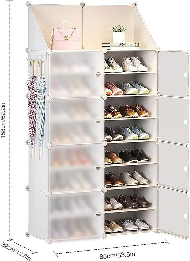 Plastic foldable Shoe Storage Unit with 6 Tier Modular Shoe Organizer for Space Saving folding shoes storage box