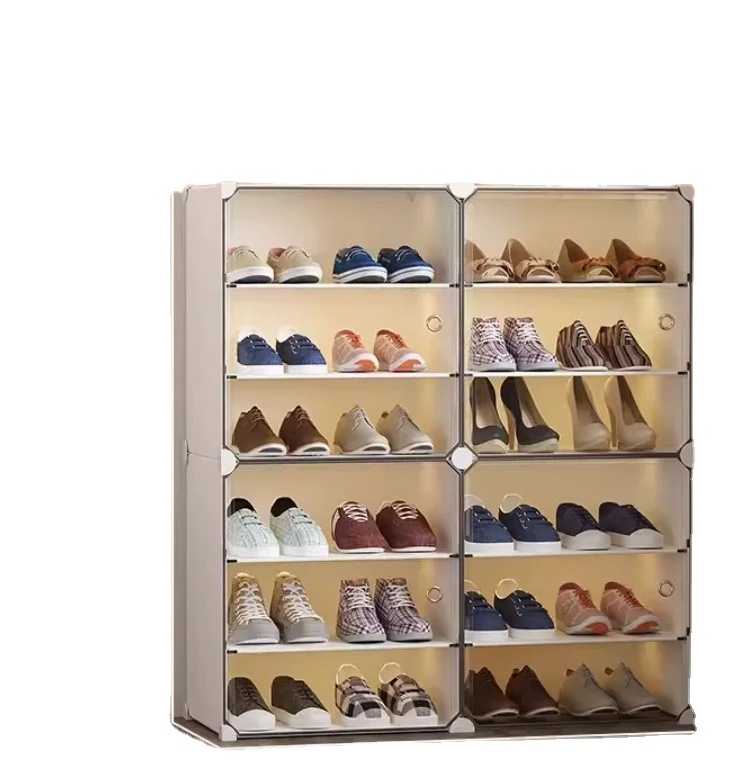 Shoe Storage Cabinet 16 Pairs Free Standing Shoe Racks Plastic Shoes Shelves DIY Cube Organizer for Closet Bedroom